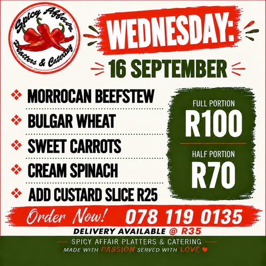 Wednesday’s delicious menu is here
