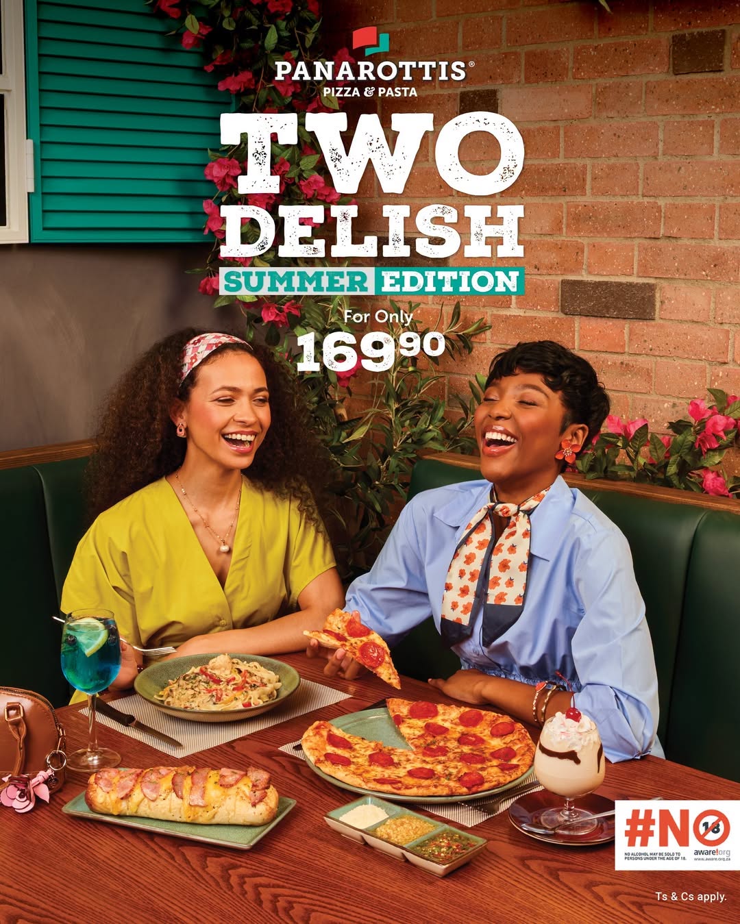 Two Delish Summer Edition: starter or dessert + any Classic Pizza or Pasta for R169.90