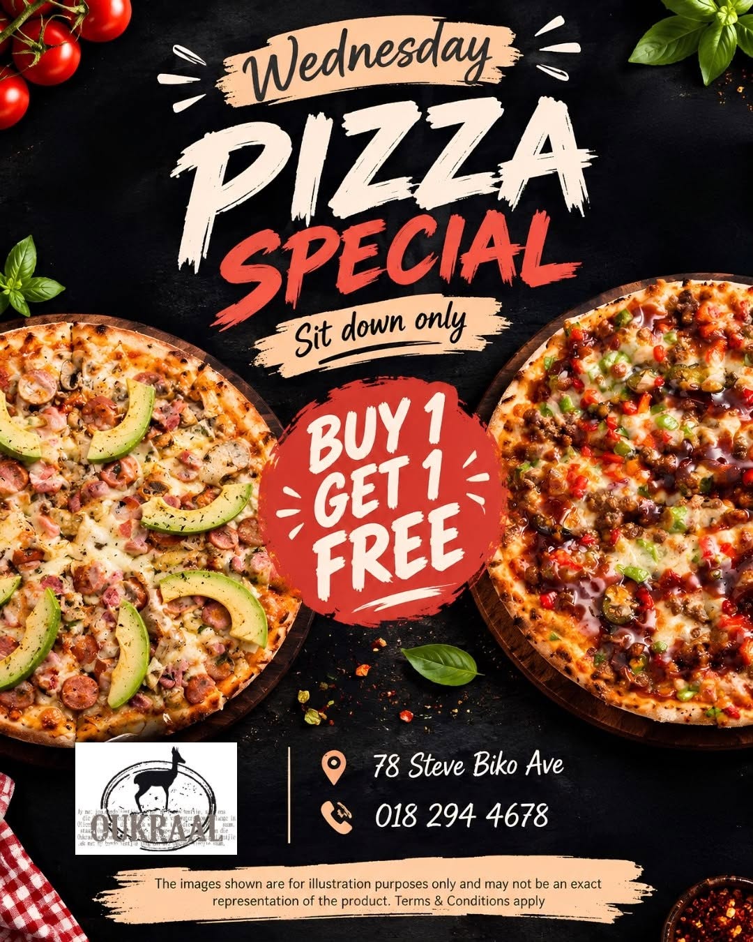 Wednesday Pizza Special: Buy 1 Get 1 Free (sit-down only)