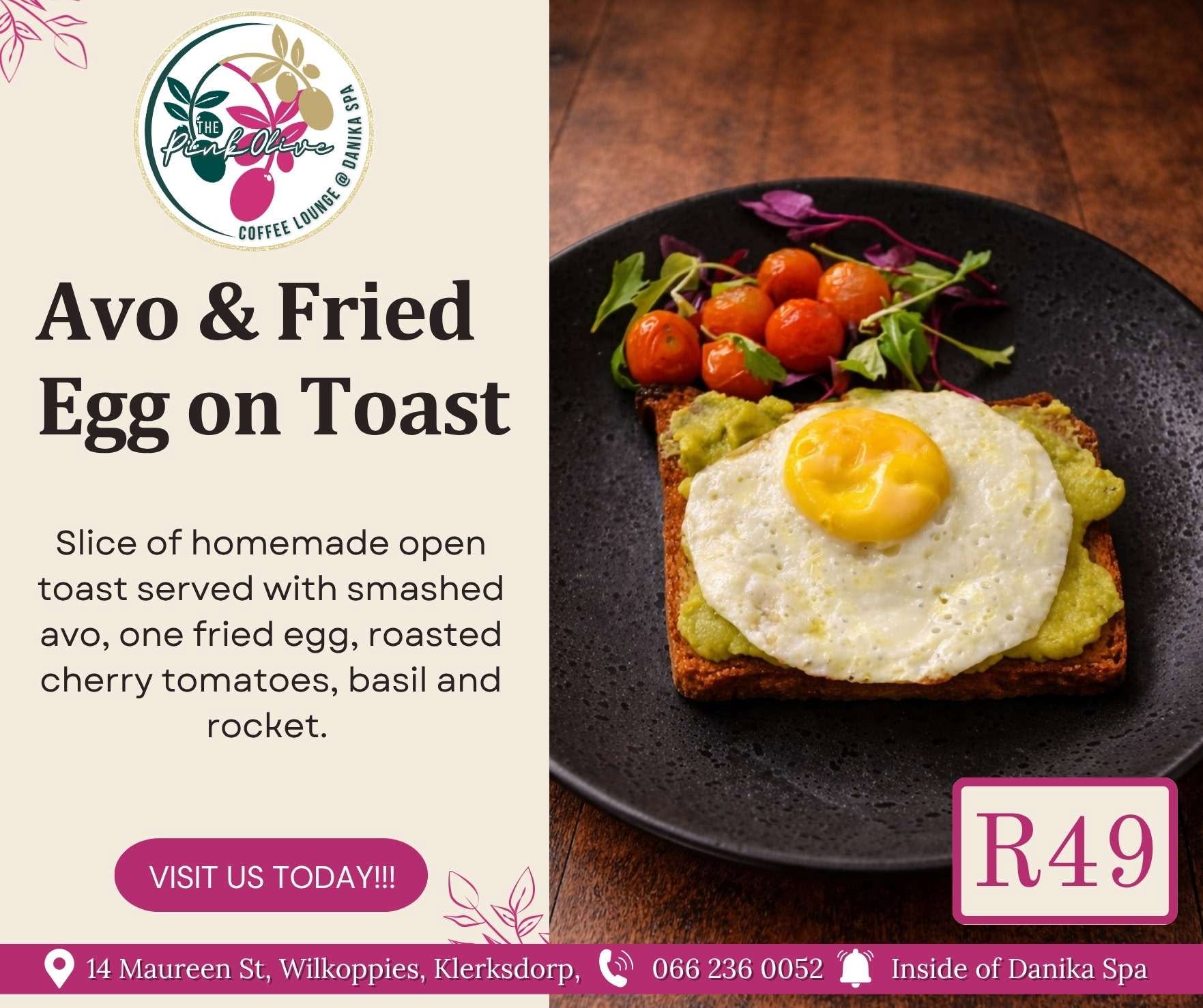 Avo & Fried Egg on Toast for R49