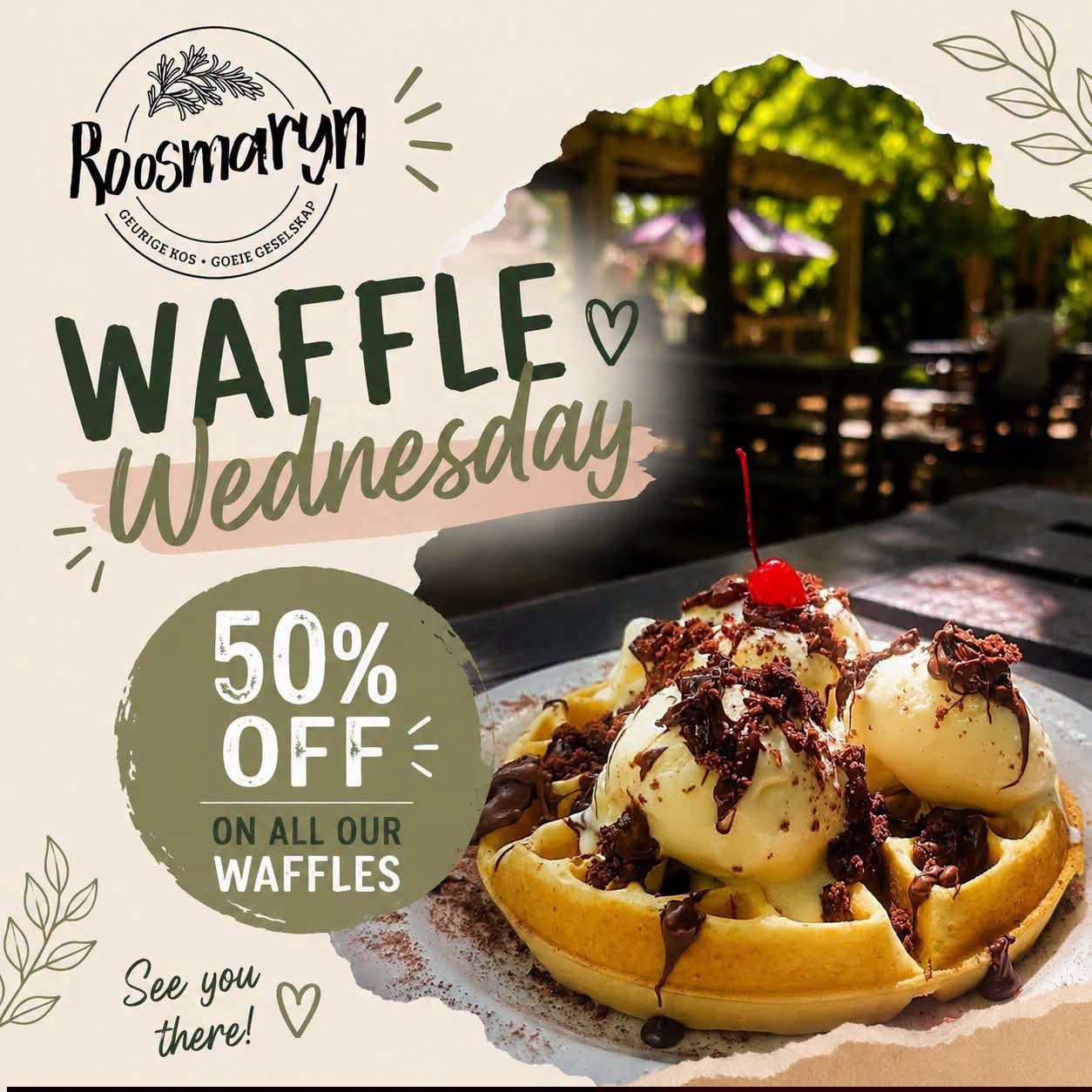 Wafel Woensdag: 50% off all waffles every Wednesday