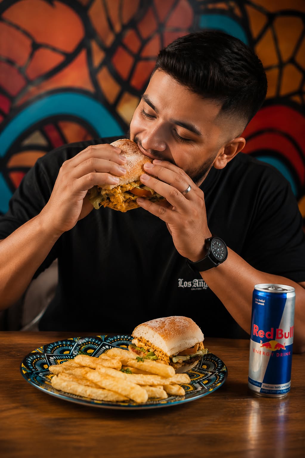 Lunch combo: Chicken Prego & chips + Red Bull for R109