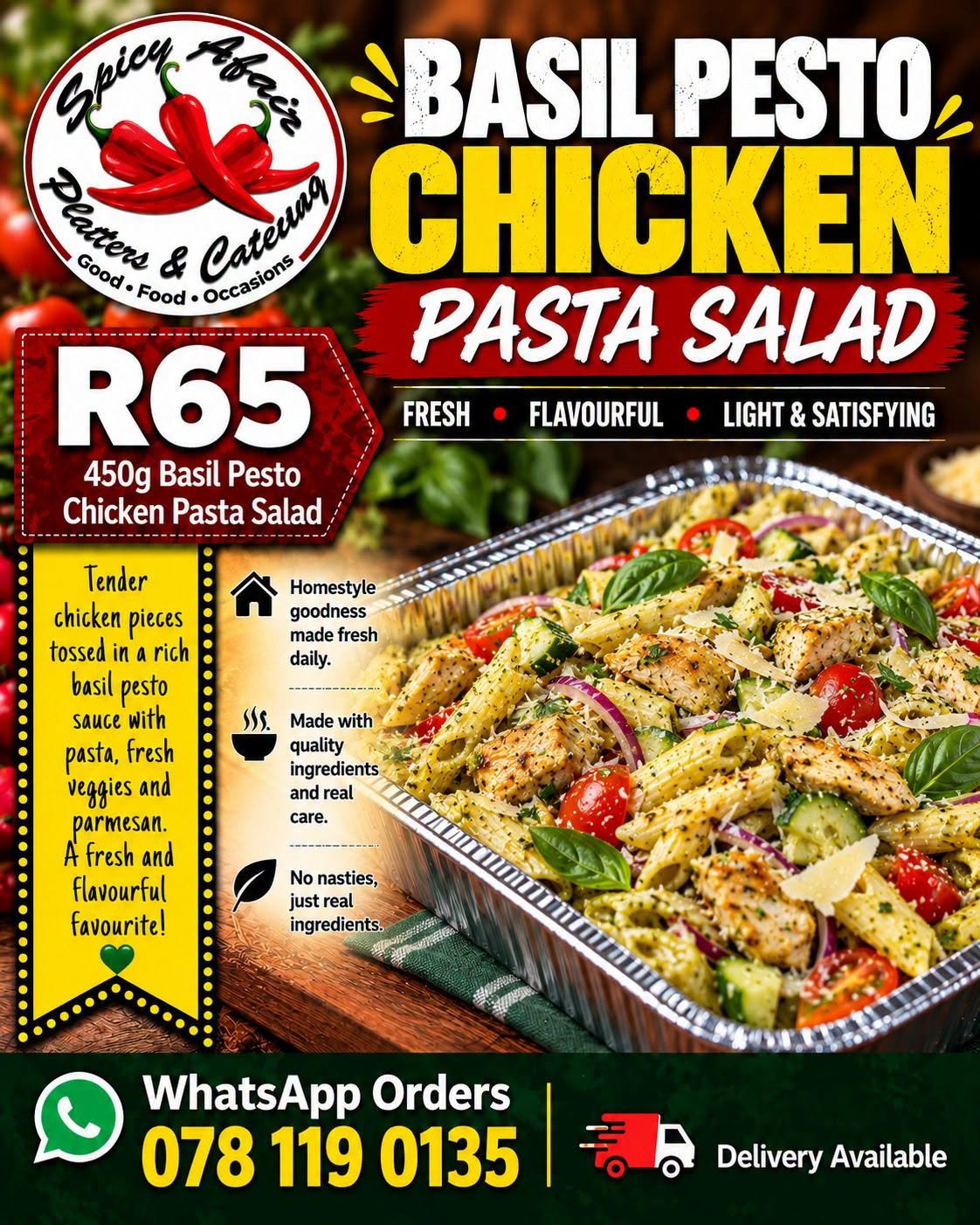 Basil Pesto Chicken Pasta Salad 450g for R65