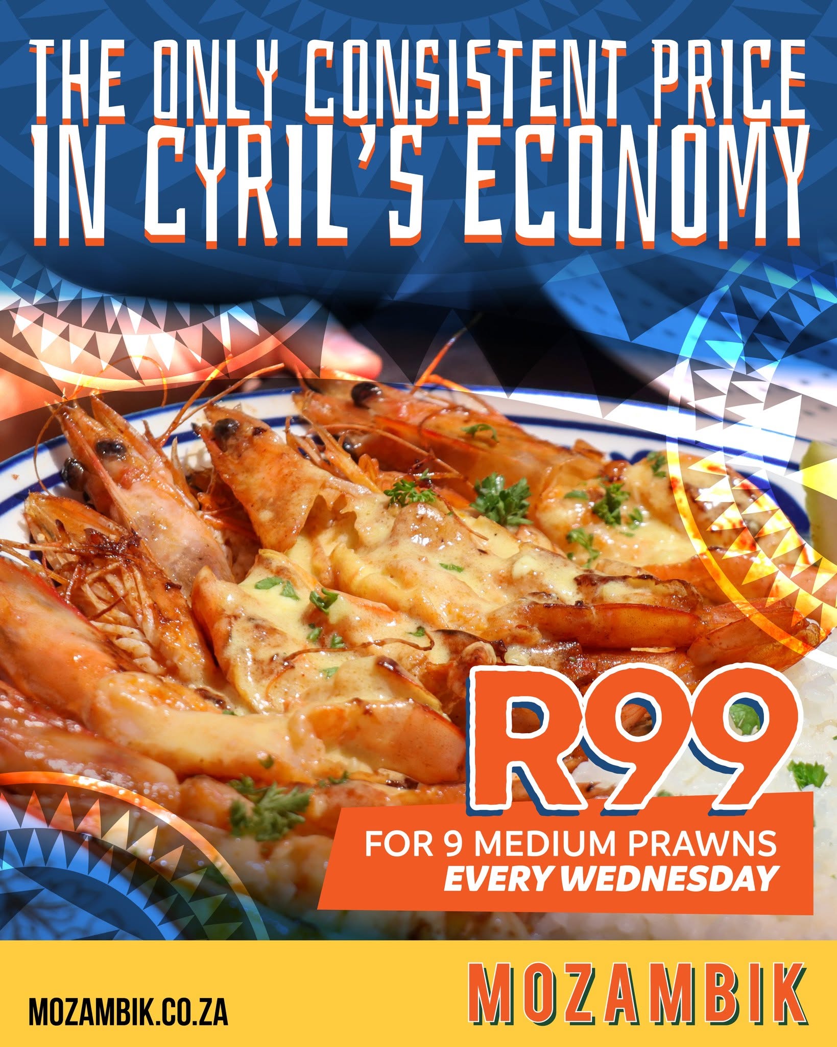 Wednesday prawn special: 9 medium prawns for R99
