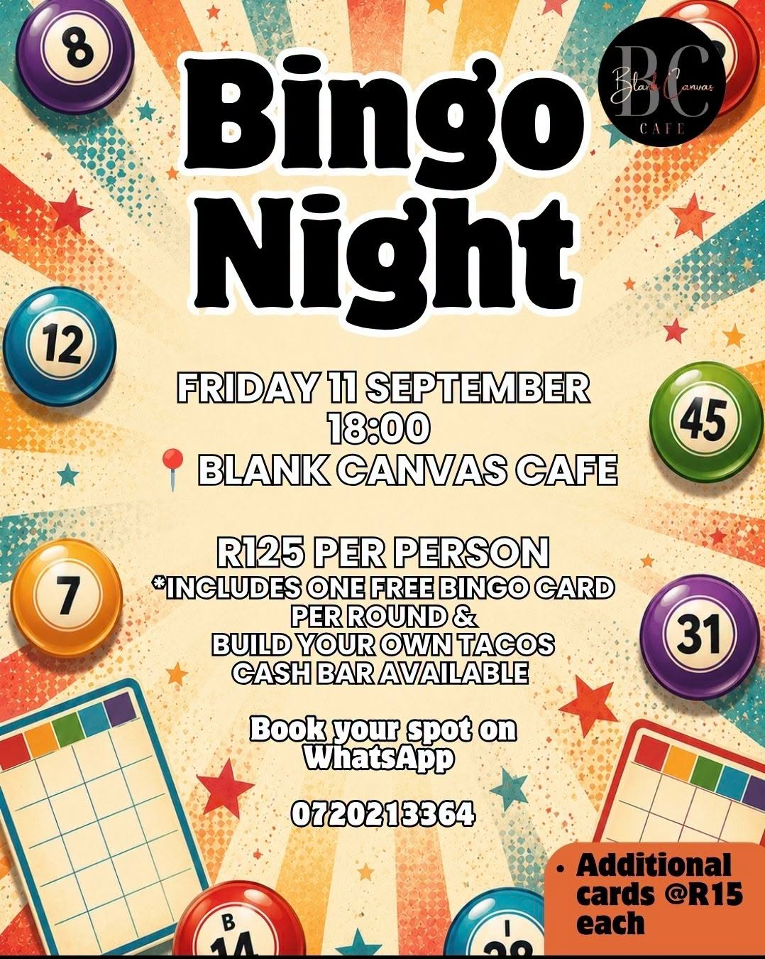 Bingo Night at Blank Canvas Cafe