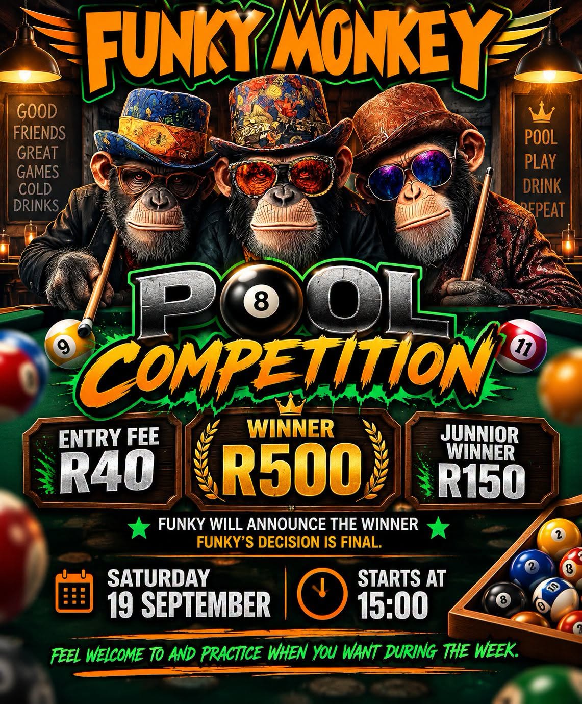 Funky Monkey Pool Competition