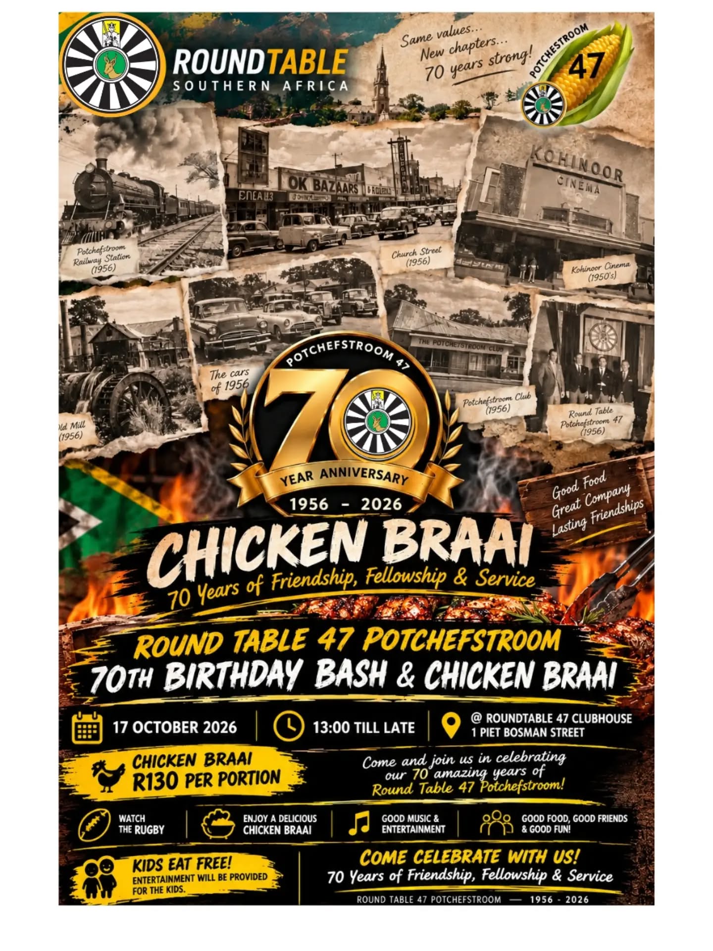 Round Table 47 Potchefstroom 70th Birthday Bash and Chicken Braai