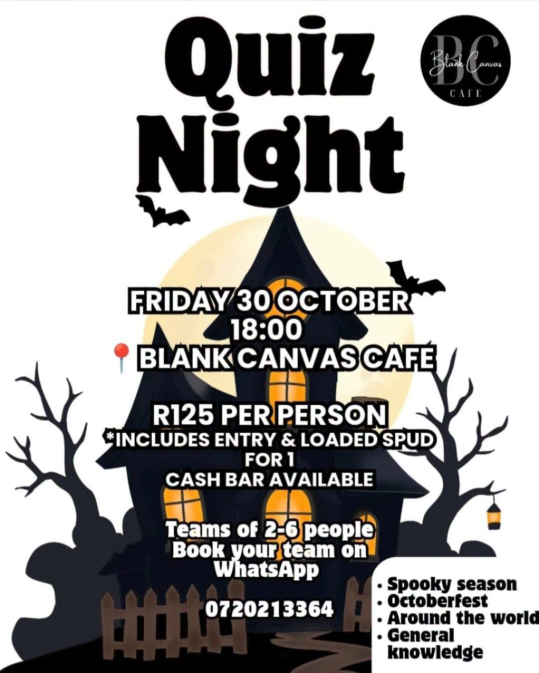 Quiz Night at Blank  Canvas Cafe