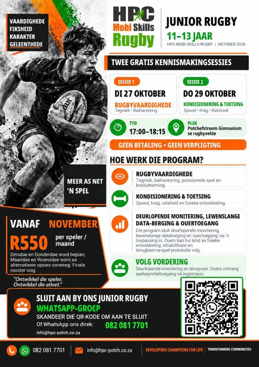 Rugby Ontwikkelingsessies met HPC Mobi Skills Rugby