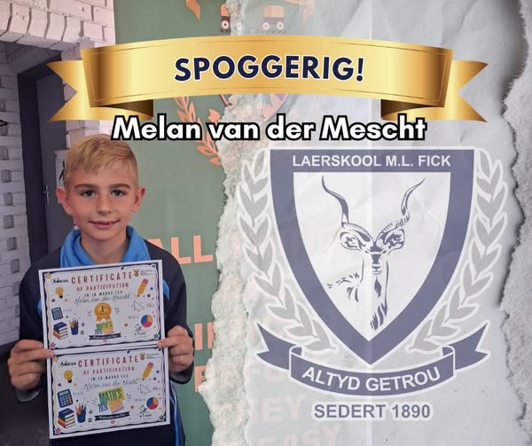 Melan van der Mescht Palm 1ste Plek In by AMESA Wiskunde-Olimpiade! 🧮🏆