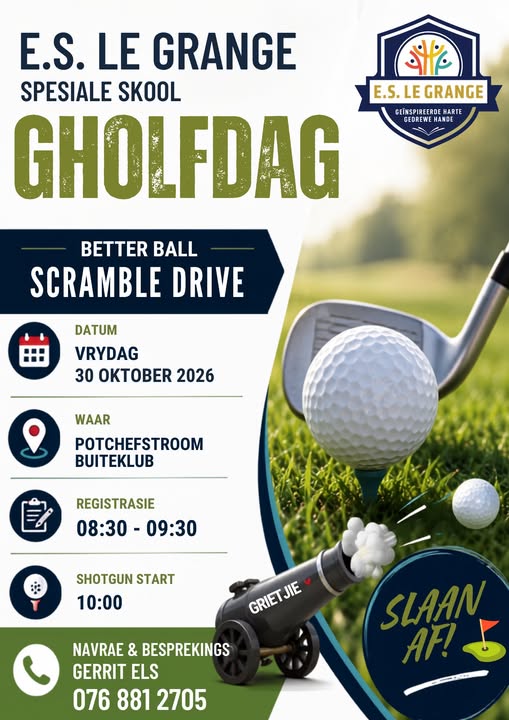 Slaan Af vir Ondersteuning by die E.S. le Grange Gholfdag 2026! 🏌️‍♂️⛳