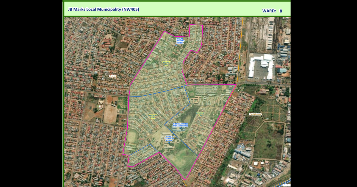 Ward 8 Profile: Voting District Boundaries and Candidate Roster for JB Marks Municipality