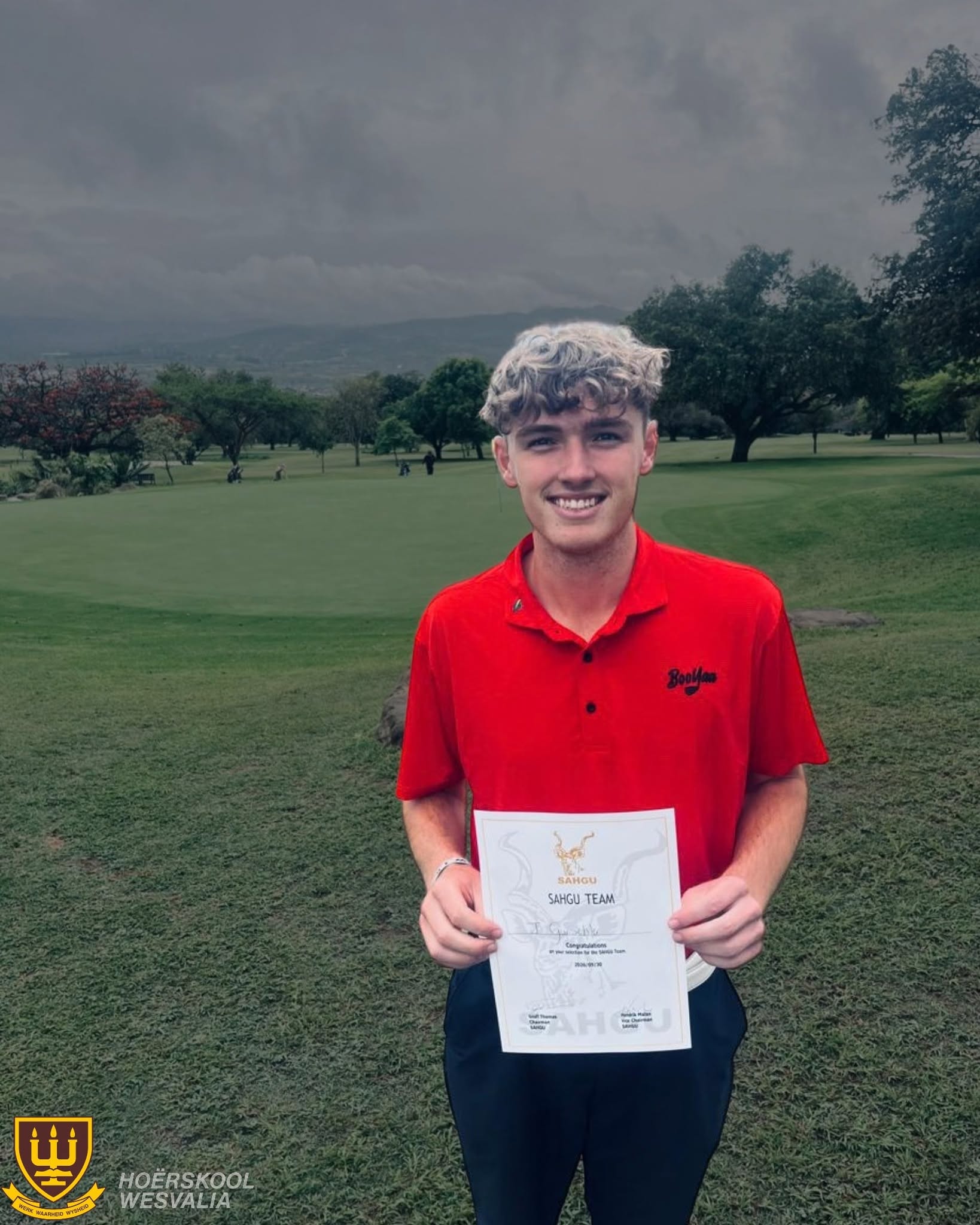 Another Wessie on the National Stage: Wesvalia Golfer Joshua Gurschler Makes SA High Schools Team