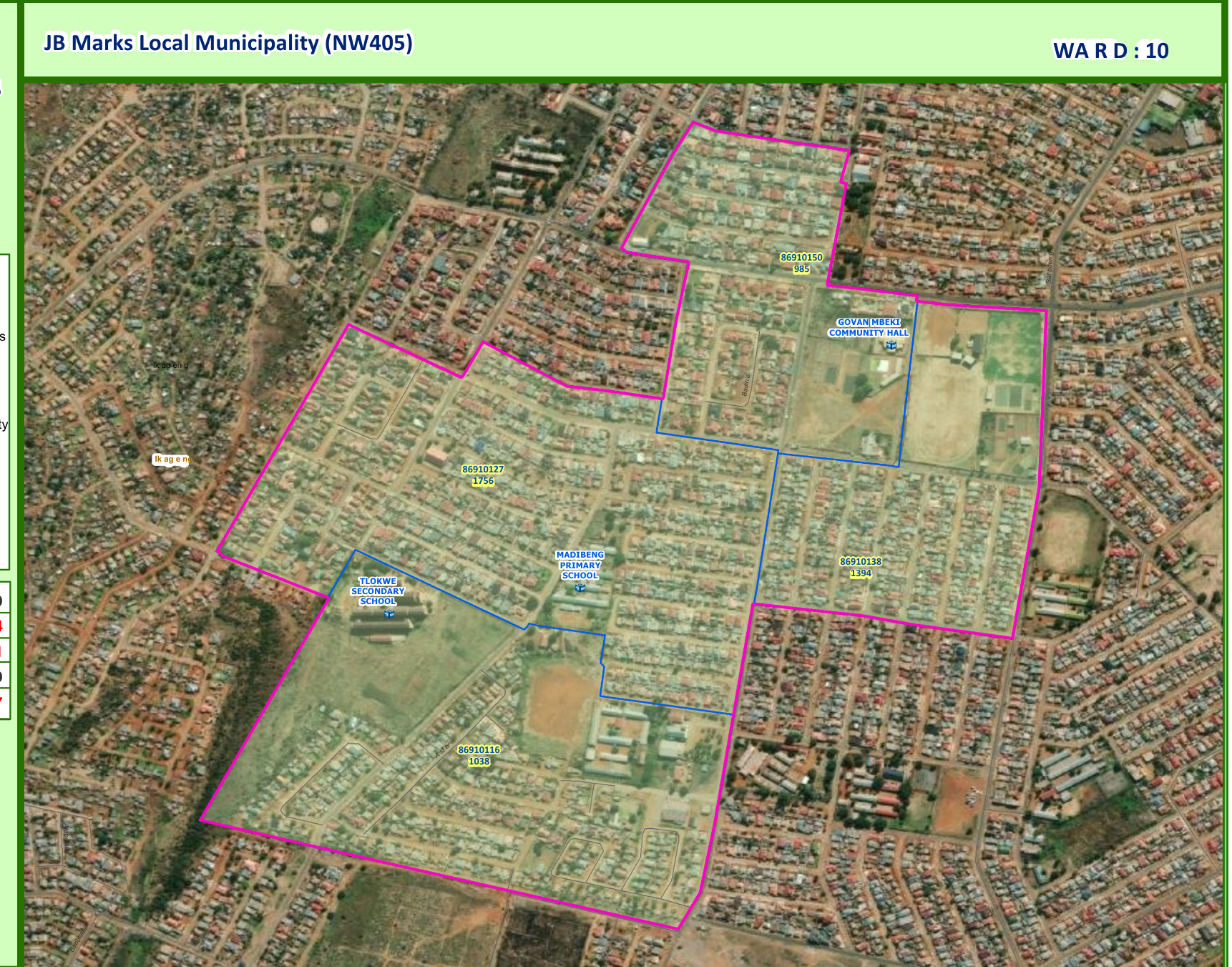 Ward 10 Profile: Voting District Boundaries and Candidate Roster for JB Marks Municipality