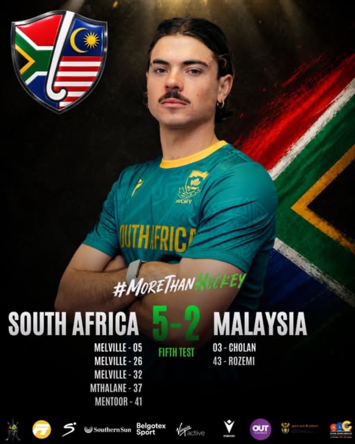 Kenton Melville Hat-Trick Powers South African Men to 5-2 Victory in Final Test Against Malaysia